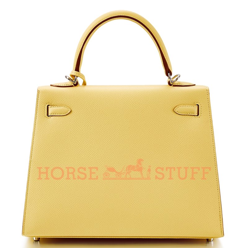 Hermès Kelly Sellier 25 Jaune Poussin Epsom PHW