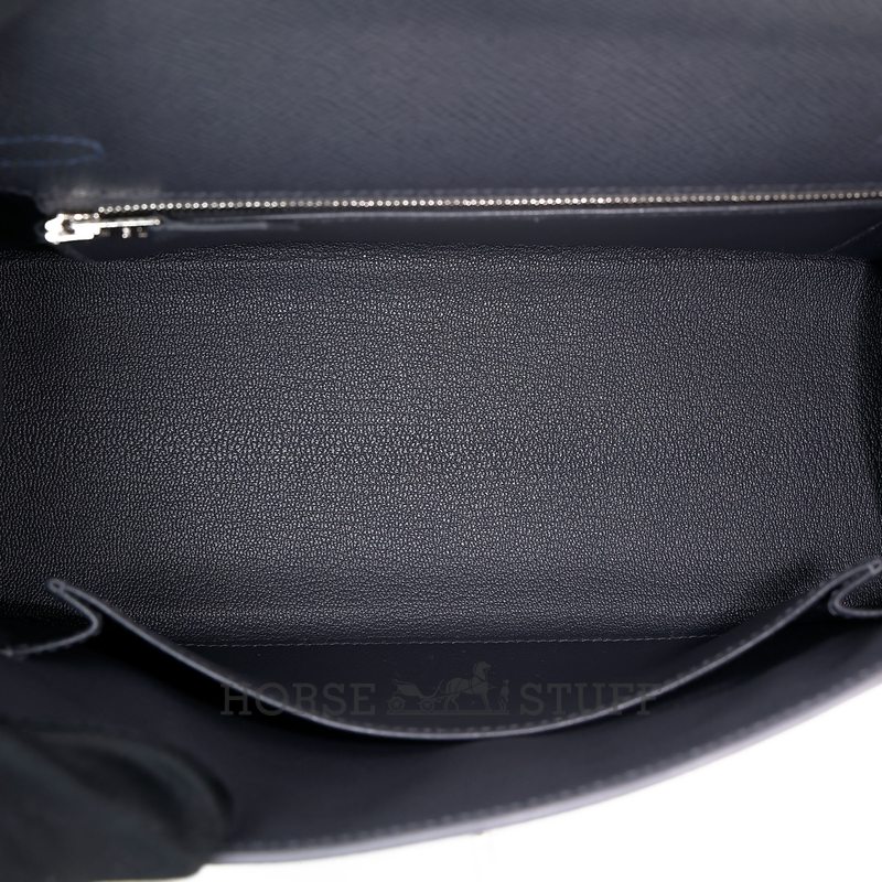 Hermès Kelly Sellier 25 Limited Edition Tricolor Ardoise / Deep Blue / Black Epsom PHW