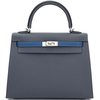 Hermès Kelly Sellier 25 Limited Edition Tricolor Ardoise / Deep Blue / Black Epsom PHW