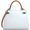 Hermès Kelly Sellier 25 Limited Edition Tricolor Blue Brume / Vert Jade / Gold Epsom PHW
