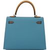 Hermès Kelly Sellier 25 Limited Edition Tricolor Blue Jean / Ecorce / Sesame Epsom PHW