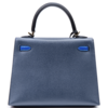 Hermès Kelly Sellier 25 Limited Edition Tricolor Blue Sapphire / Black / Blue Roi Epsom PHW
