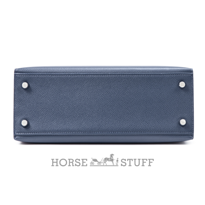 Hermès Kelly Sellier 25 Limited Edition Tricolor Blue Sapphire / Black / Blue Roi Epsom PHW