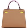 Hermès Kelly Sellier 25 Limited Edition Tricolor Chai / Lime / Mauve Sylvestre Epsom PHW