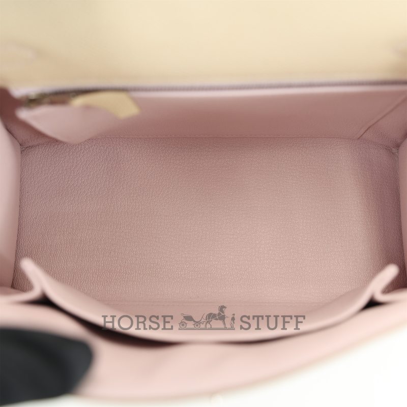 Hermès Kelly Sellier 25 Limited Edition Tricolor Craie / Mauve Pale / Gold Epsom PHW