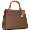 Hermès Kelly Sellier 25 Limited Edition Tricolor Etoupe / Alezan / Biscuit Epsom PHW