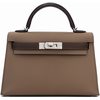 Hermès Kelly Sellier Mini II Limited Edition Tricolor Etoupe / Ebene / Black Epsom PHW