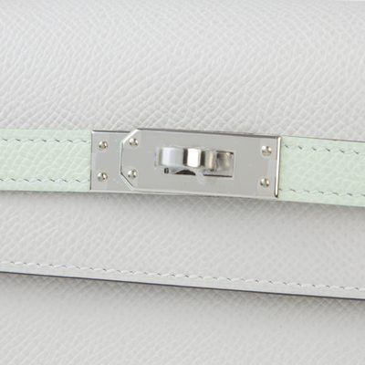 Hermès Kelly Sellier 25 Limited Edition Tricolor Gris Pale / Vert Fizz / Graphite Epsom PHW