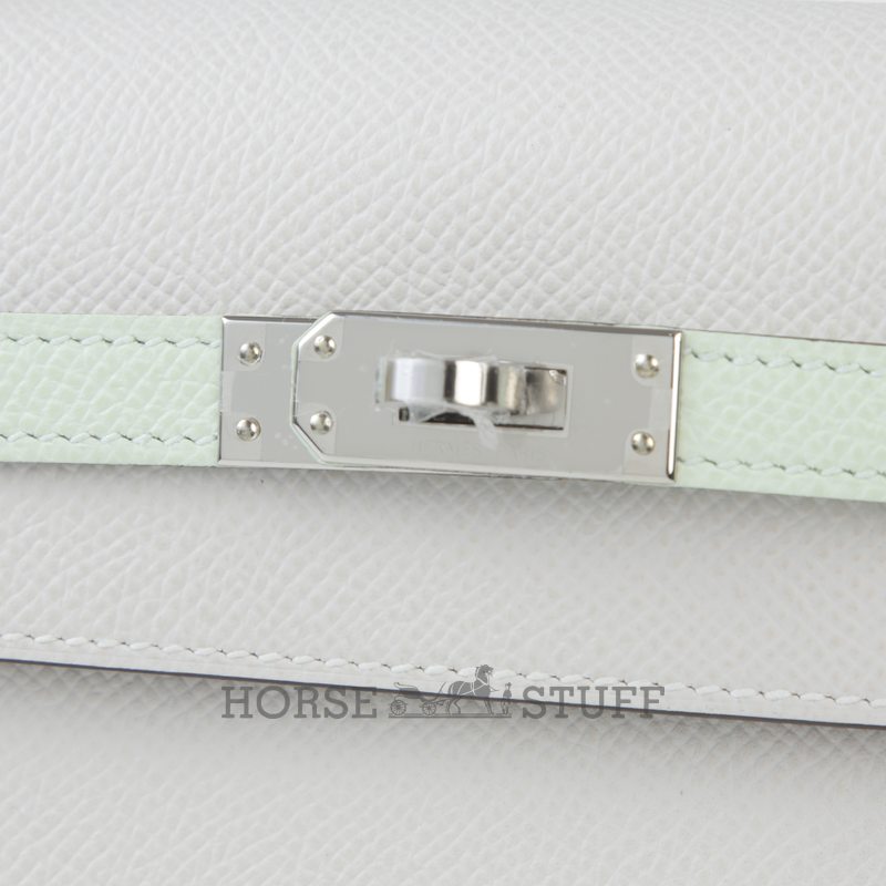 Hermès Kelly Sellier 25 Limited Edition Tricolor Gris Pale / Vert Fizz / Graphite Epsom PHW