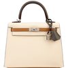 Hermès Kelly Sellier 25 Limited Edition Tricolor Nata / Chai / Gris Meyer Epsom PHW