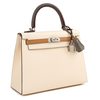 Hermès Kelly Sellier 25 Limited Edition Tricolor Nata / Chai / Gris Meyer Epsom PHW