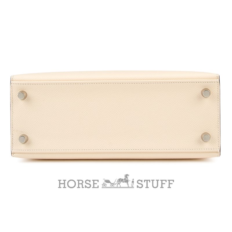 Hermès Kelly Sellier 25 Limited Edition Tricolor Nata / Chai / Gris Meyer Epsom PHW