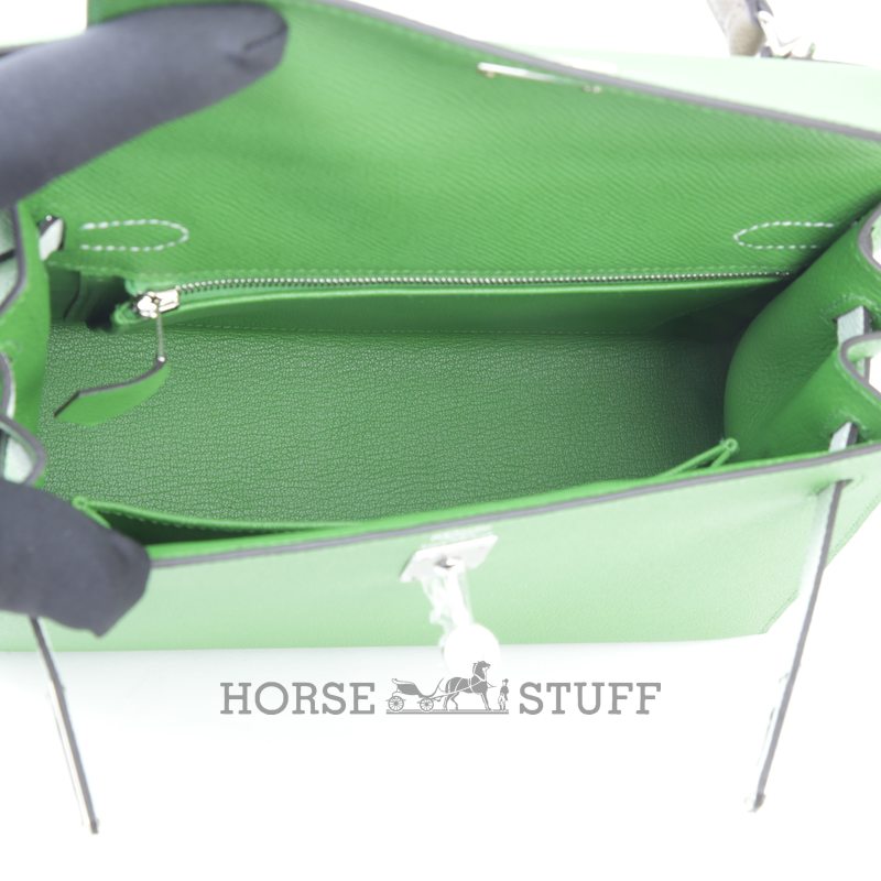 Hermès Kelly Sellier 25 Limited Edition Tricolor Vert Yucca / Vert Fizz / Etoupe Epsom PHW