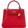 Hermès Kelly Sellier 25 Rouge Tomate Epsom GHW