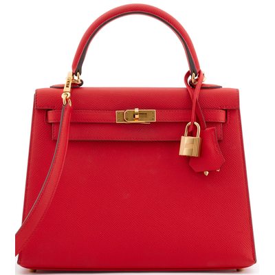 Hermès Kelly Sellier 25 Rouge Tomate Epsom GHW