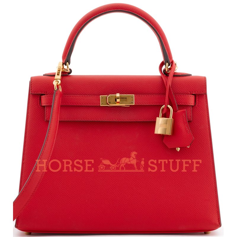 Hermès Kelly Sellier 25 Rouge Tomate Epsom GHW