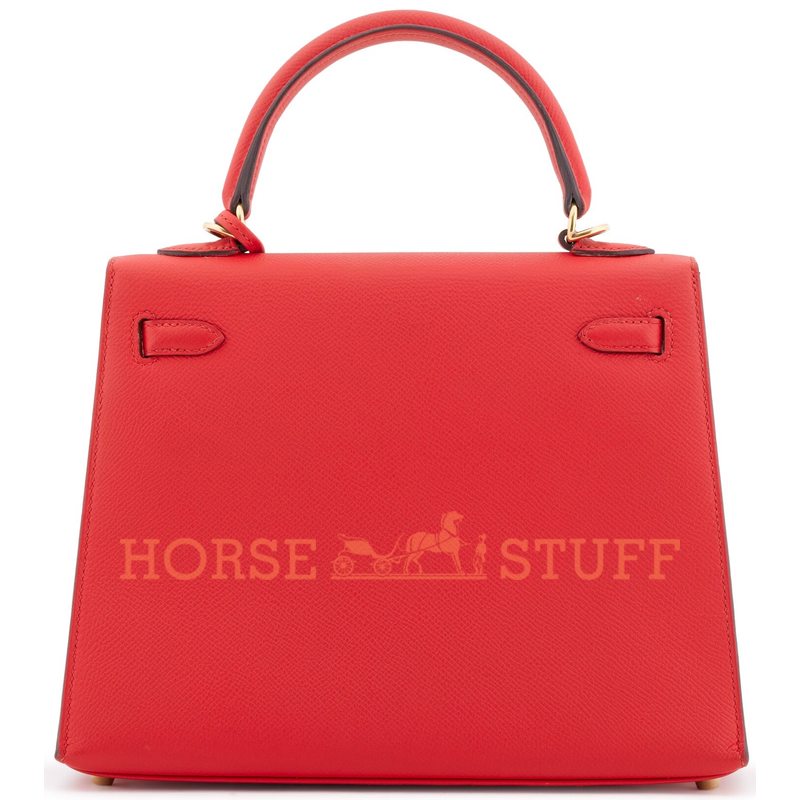 Hermès Kelly Sellier 25 Rouge Tomate Epsom GHW