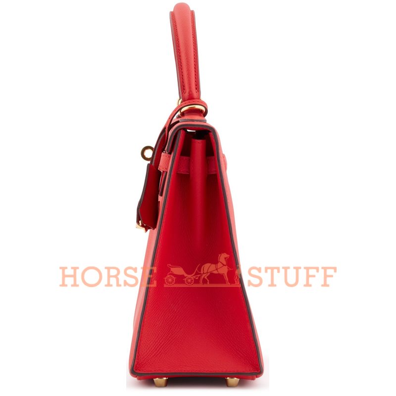 Hermès Kelly Sellier 25 Rouge Tomate Epsom GHW