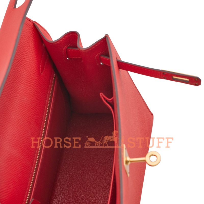 Hermès Kelly Sellier 25 Rouge Tomate Epsom GHW