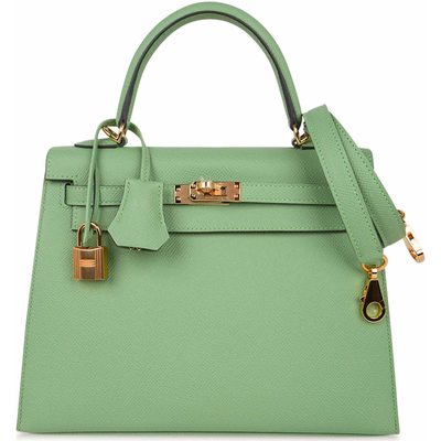 Hermès Kelly Sellier 25 Vert Criquet Epsom GHW