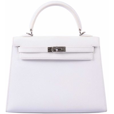 Hermès Kelly Sellier 25 White Epsom PHW