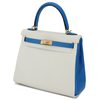 Hermès Kelly Retourne 25 Special Order HSS White / Blue Hydra Evercolor BGHW