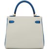 Hermès Kelly Retourne 25 Special Order HSS White / Blue Hydra Evercolor BGHW
