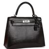 Hermès Kelly Sellier 25 Black Shiny Niloticus Lizard PHW