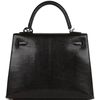 Hermès Kelly Sellier 25 Black Shiny Niloticus Lizard PHW