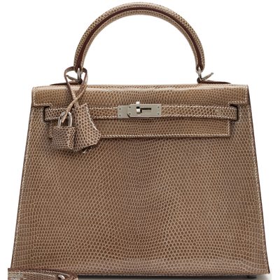 Hermès Kelly Sellier 25 Ficelle Shiny Niloticus Lizard PHW