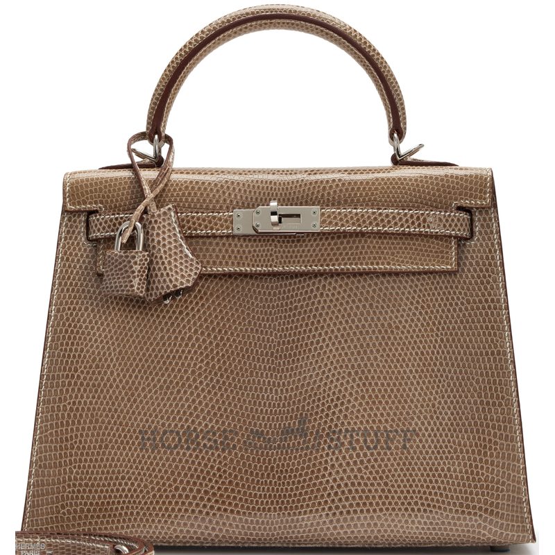 Hermès Kelly Sellier 25 Ficelle Shiny Niloticus Lizard PHW