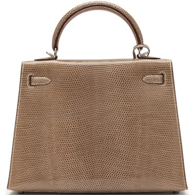 Hermès Kelly Sellier 25 Ficelle Shiny Niloticus Lizard PHW