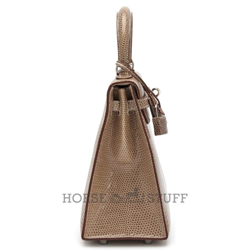 Hermès Kelly Sellier 25 Ficelle Shiny Niloticus Lizard PHW