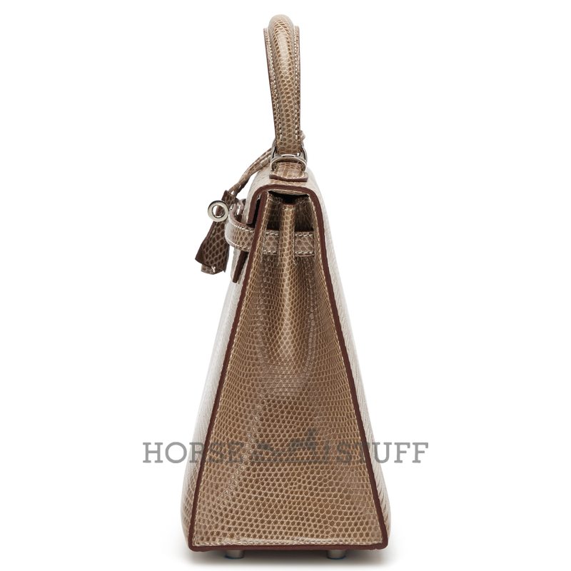 Hermès Kelly Sellier 25 Ficelle Shiny Niloticus Lizard PHW