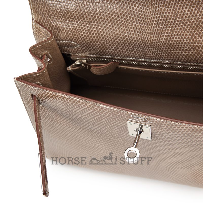 Hermès Kelly Sellier 25 Ficelle Shiny Niloticus Lizard PHW