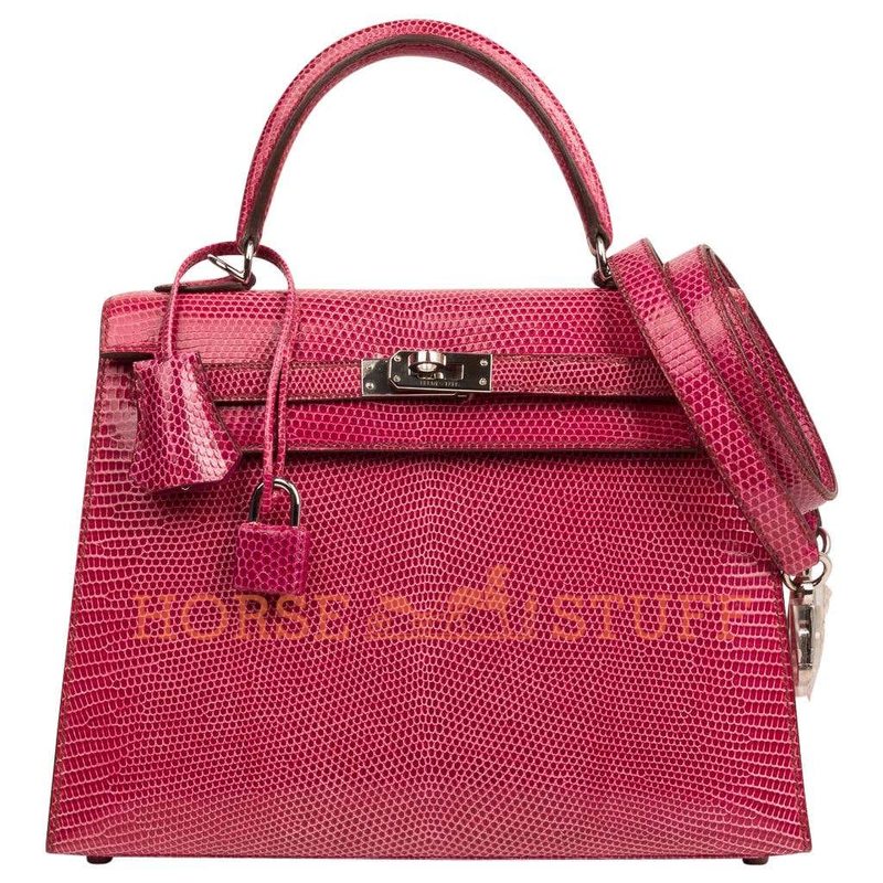 Hermès Kelly Sellier 25 Fuchsia Shiny Niloticus Lizard PHW