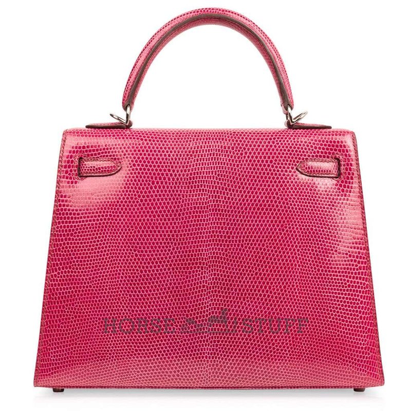 Hermès Kelly Sellier 25 Fuchsia Shiny Niloticus Lizard PHW