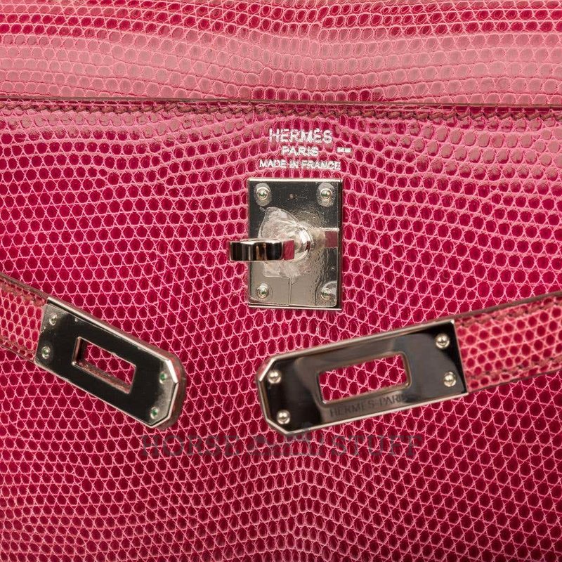 Hermès Kelly Sellier 25 Fuchsia Shiny Niloticus Lizard PHW