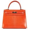 Hermès Kelly Sellier 25 Orange Shiny Niloticus Lizard PHW