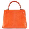 Hermès Kelly Sellier 25 Orange Shiny Niloticus Lizard PHW