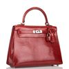 Hermès Kelly Sellier 25 Rouge H Shiny Niloticus Lizard PHW