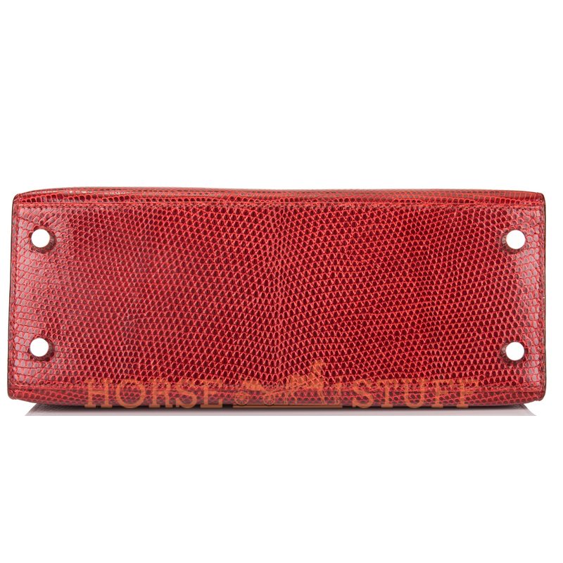 Hermès Kelly Sellier 25 Rouge H Shiny Niloticus Lizard PHW