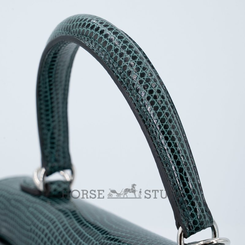 Hermès Kelly Sellier 25 Vert Cypress Shiny Niloticus Lizard PHW