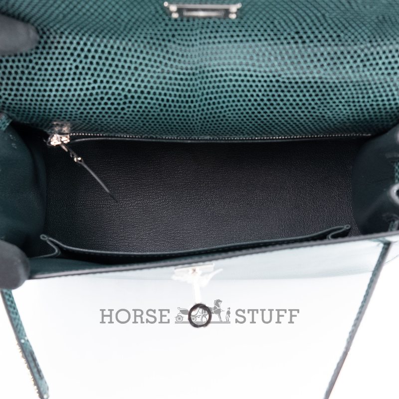 Hermès Kelly Sellier 25 Vert Cypress Shiny Niloticus Lizard PHW