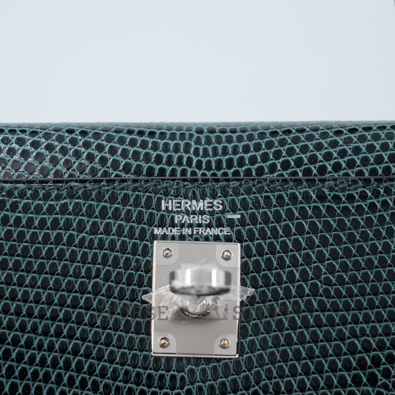 Hermès Kelly Sellier 25 Vert Cypress Shiny Niloticus Lizard PHW