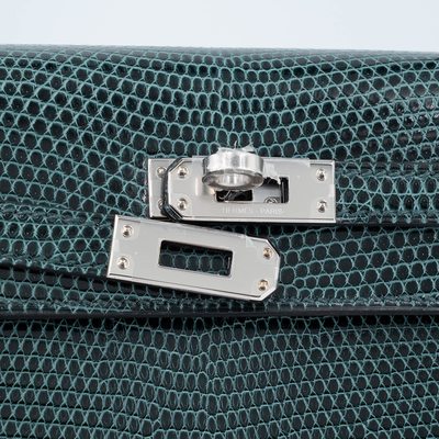 Hermès Kelly Sellier 25 Vert Cypress Shiny Niloticus Lizard PHW