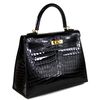 Hermès Kelly Sellier 25 Black Lisse Crocodile Niloticus GHW