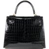 Hermès Kelly Sellier 25 Black Lisse Crocodile Niloticus GHW