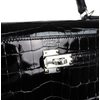 Hermès Kelly Sellier 25 Black Shiny Crocodile Niloticus PHW