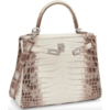 Hermès Kelly Retourne 25 Blanc Himalayan Crocodile Niloticus PHW